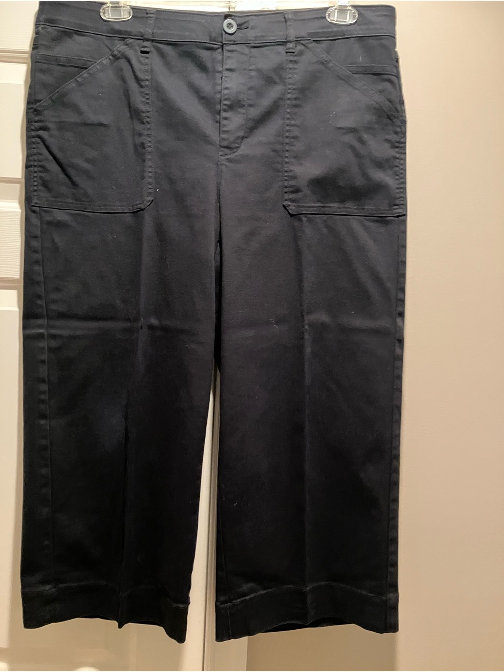 Chico's Black Wide-Leg Chinos with Front Patch Pockets